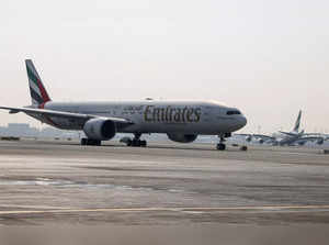 FILE PHOTO: Emirates operates Sustainable Aviation Fuel (SAF) demonstration flight