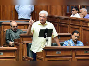 New Delhi: Delhi Finance Minister Kailash Gahlot presents the Delhi Budget for t...