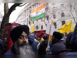 Protestors of the Khalistan movement demonstrate outside of the Indian High Comm...