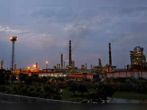 FILE PHOTO: An oil refinery of Essar Oil, which runs India's second biggest private sector refinery, is pictured in Vadinar