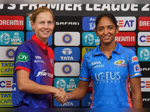 Mumbai: Delhi Capitals captain Meg Lanning with Mumbai Indians captain Harmanpre...