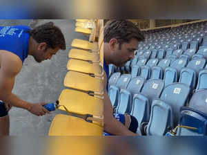 MS Dhoni's video of enjoying spray painting chairs at Chennai's Chepauk Stadium goes viral. Here's how fans reacted