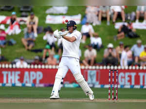 England's captain Ben Stokes plays a shot during day five of the second cricket test match between New Zealand and England at the Basin Reserve in Wellington on February 28, 2023. (Photo by Marty MELVILLE / AFP)