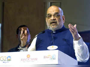 New Delhi: Union Home Minister Amit Shah addresses during the Assocham Annual General Meeting 2023 on the theme of  'Bharat@100: Paving the way for inclusive and sustainable global growth', in New Delhi on Tuesday, March 28, 2023. (Photo: Wasim Sarvar/IANS)