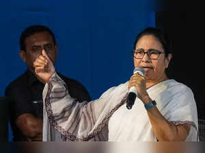 Kolkata: West Bengal Chief Minister Mamata Banerjee addresses an event organised...