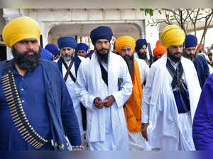 Amritpal Singh leaves the Golden Temple along with his supporters, in Amritsar