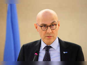 Turk, United Nations High Commissioner for Human Rights, attends the Human Rights Council at the United Nations in Geneva