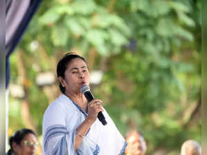 Kolkata: West Bengal CM Mamata Banerjee addresses on the second day of her sit-in dharna against the Central government for not clearing funds for several schemes including 100 days work, in Kolkata on Wednesday, March 30, 2023. (Photo: IANS)