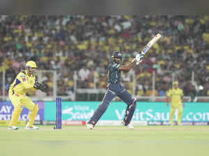 Ahmedabad: Gujarat Titans batter Vijay Shankar plays a shot during the IPL 2023 ...