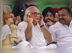 New Delhi: Congress leaders Jairam Ramesh, Salman Khurshid and others during the...