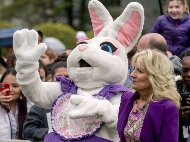 US F​irst Lady Jill Biden at the White House Easter Egg Roll, April 18, 2022, in Washington. (AP Photo/Andrew Harnik, File)​