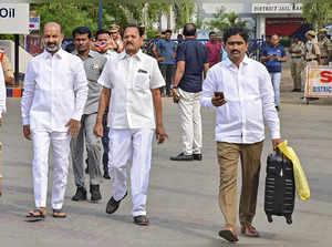 Karimnagar: Telangana BJP President and MP Bandi Sanjay Kumar following his rele...