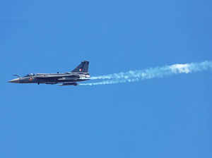 Bengaluru: Indian Air Force fighter jet Tejas performs on the 4th day of Aero India 2023, at Yelahanka Air Base in Bengaluru on Thursday, Feb. 16, 2023. (Photo: Dhananjay Yadav/IANS)