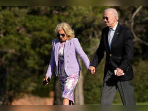U.S. President Joe Biden and first lady Jill Biden exit Marine One