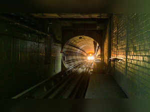 Kolkata: Kolkata Metro rake runs through a tunnel under the Hooghly river, in Ko...