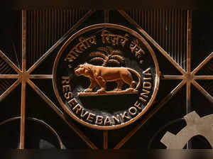 A Reserve Bank of India (RBI) logo is seen inside its headquarters in Mumbai