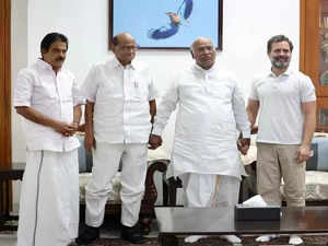 Kharge meets Pawar in Delhi, Congress says 'ready to fight as one'
