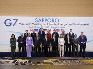 G-7 ministers on climate, energy and environment pose for a photo during its pho...