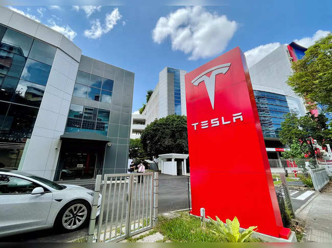 FILE PHOTO: A view of the Tesla service centre in Singapore
