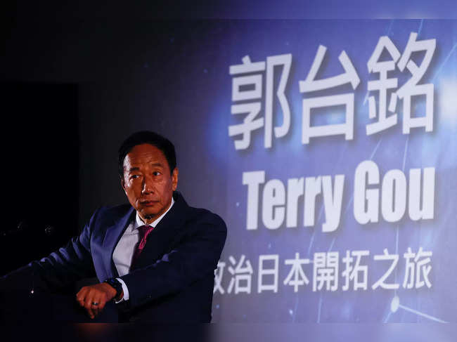 Terry Gou, the founder of major Apple supplier Foxconn and a contender to be Taiwan's next president speaks to the media in Taipei