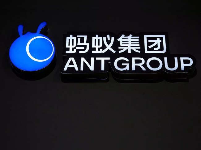 FILE PHOTO: A sign of Ant Group is seen during the World Internet Conference in Wuzhen