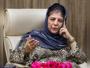 Peoples Democratic Party (PDP) President Mehbooba Mufti during a meeting ...