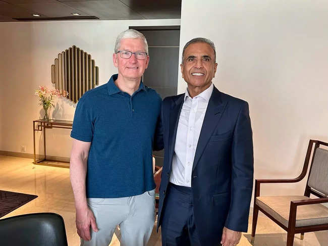 Apple CEO Tim Cook meets Bharti Enterprises chairman Sunil Mittal