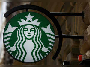 FILE PHOTO: A Starbucks logo is seen at a Starbucks coffee shop in Vienna