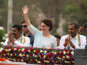 Krishnarajnagar_ Congress leader Priyanka Gandhi Vadra during an election campai____