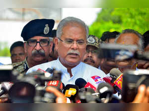 Dantewada: Chhattisgarh Chief Minister Bhupesh Baghel addresses the media after ...