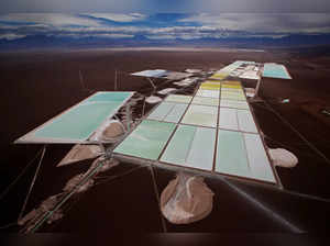 An aerial view of the Rockwood lithium plant on the Atacama salt flat in northern Chile