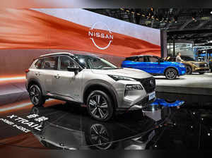 A Nissan X Trail is displayed during the 20th Shanghai International Automobile Industry Exhibition in Shanghai on April 19, 2023. (Photo by Hector RETAMAL / AFP)
