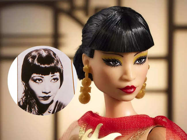 Anna May Wong's Barbie has her trademark bangs, eyebrows and well-manicured nails.​
