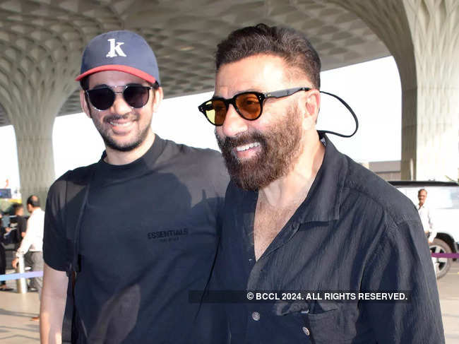 ​File photo: Karan Deol and Sunny Deol at an airport.