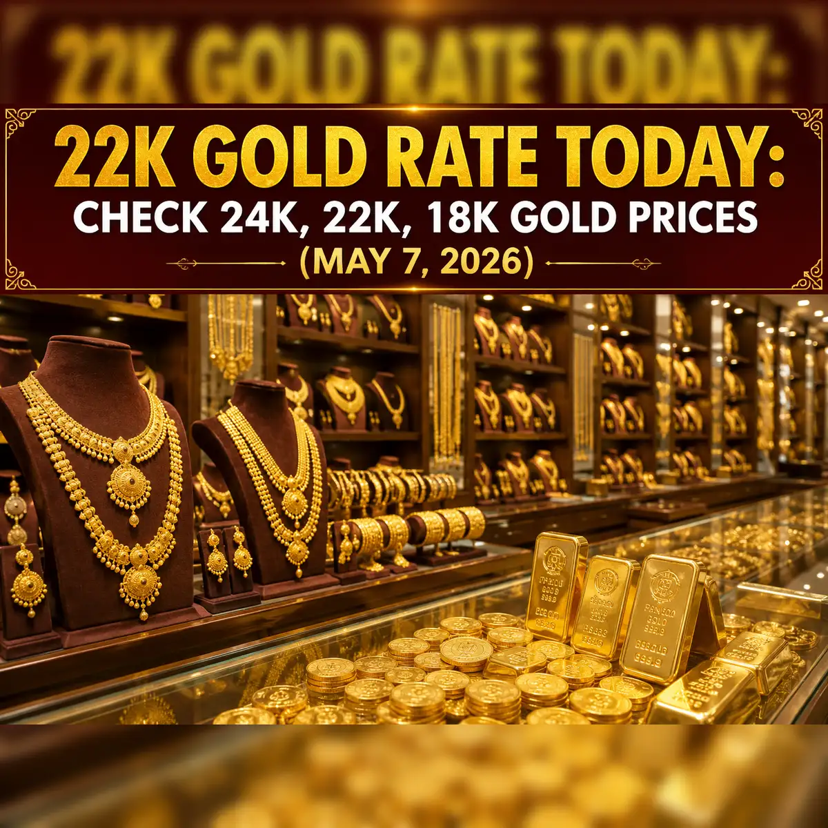22k gold rate today: Check 24k, 22k, 18k gold prices (May 7, 2026) on Malabar Gold & Diamonds, Joyalukkas, Tanishq, Kalyan Jewellers, IBJA - The Economic Times
