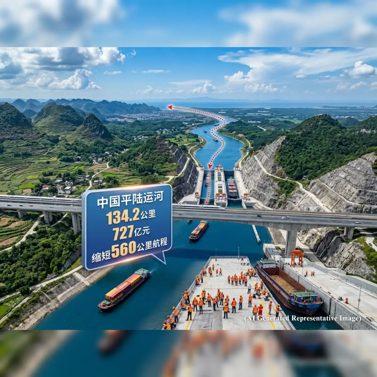 China built a 134-km long canal digging through mountains for four