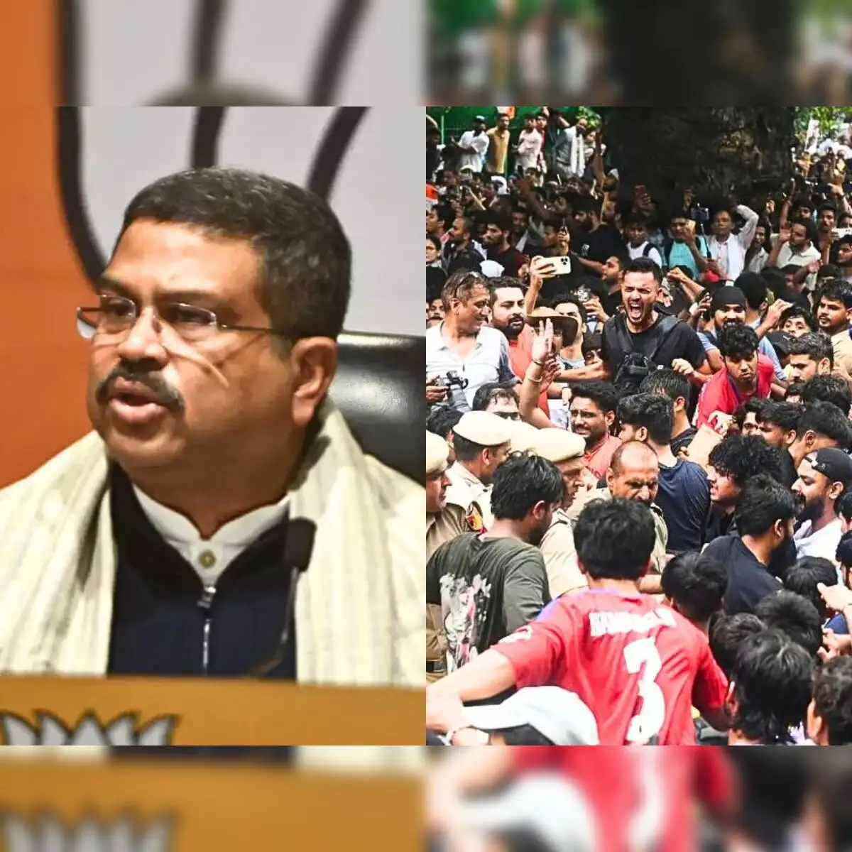 CJP Jantar Mantar NEET protest: In 1997, Dharmendra Pradhan protested  against paper leak outside Odisha Secretariat as a student leader and was  beaten - The Economic Times