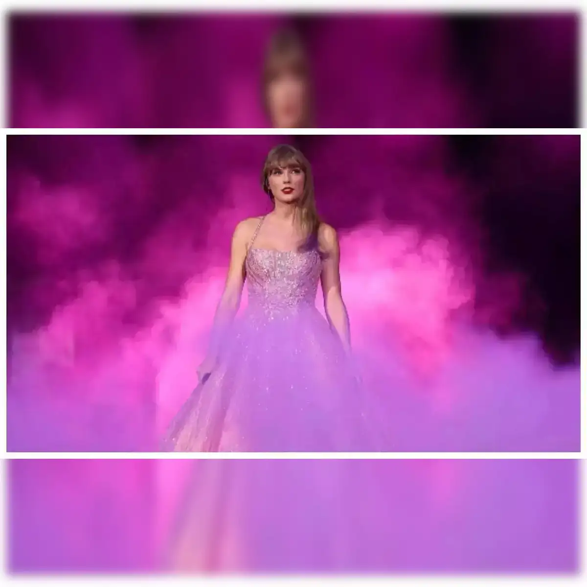 pink lipstick with purple dress Makeup look