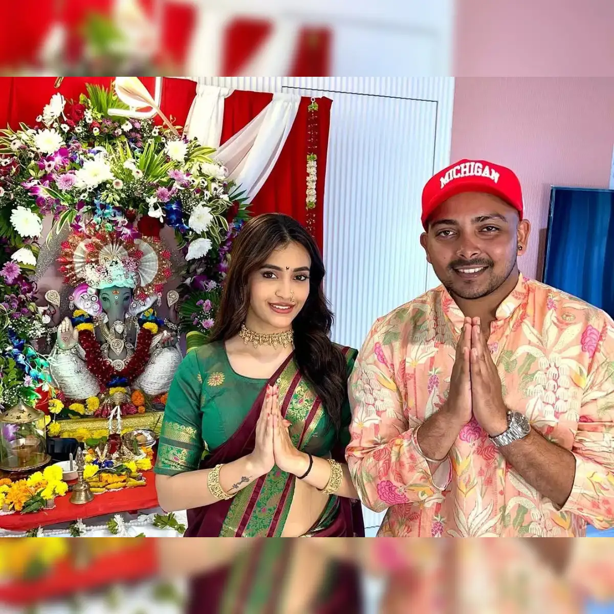 Cricketer Prithvi Shaw celebrates Ganesh Chaturthi with actress, shares pics. Who is Akriti Agarwal? - The Economic Times