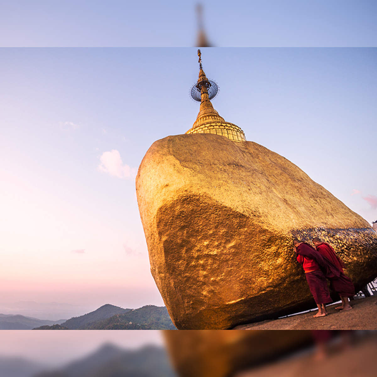 Gain spiritual inspiration from the gravity-defying Golden Rock in