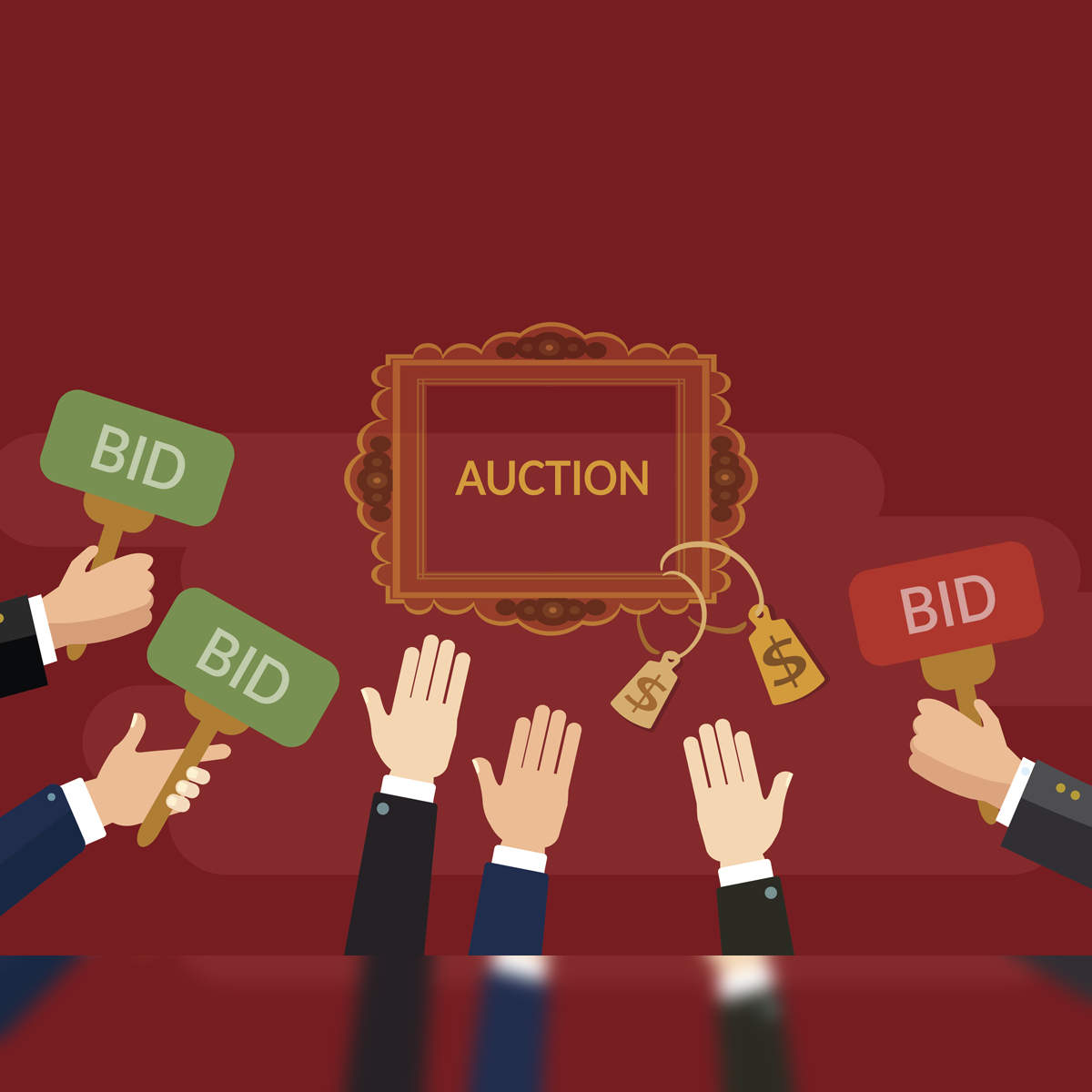 Bidding Auction Signs Stock Illustration - Download Image Now - Auction, Bid,  Internet - iStock