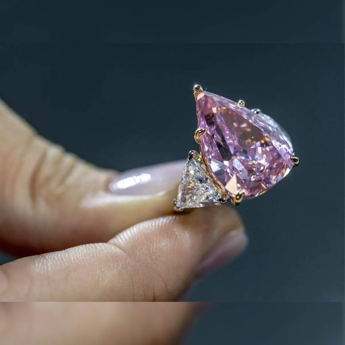 Pear Cut Halo Pink Tourmaline & Diamond Engagement Ring 14K White Gold  7.19ct - AD4302