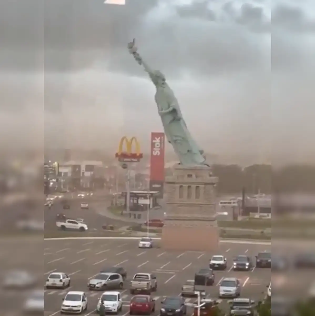 Statue of Liberty' tilts, then topples to ground in Brazil's Rio