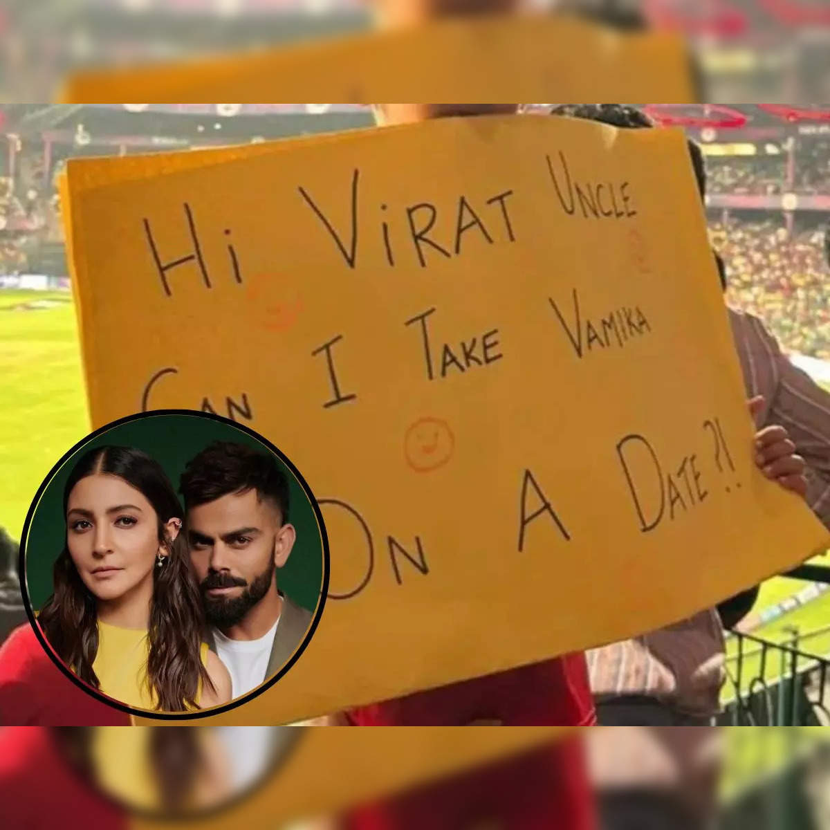 virat kohli: 'Hi Virat uncle, can I ... ' Little boy's placard for Kohli  requesting a date with his daughter Vamika sparks Twitter outrage - The  Economic Times