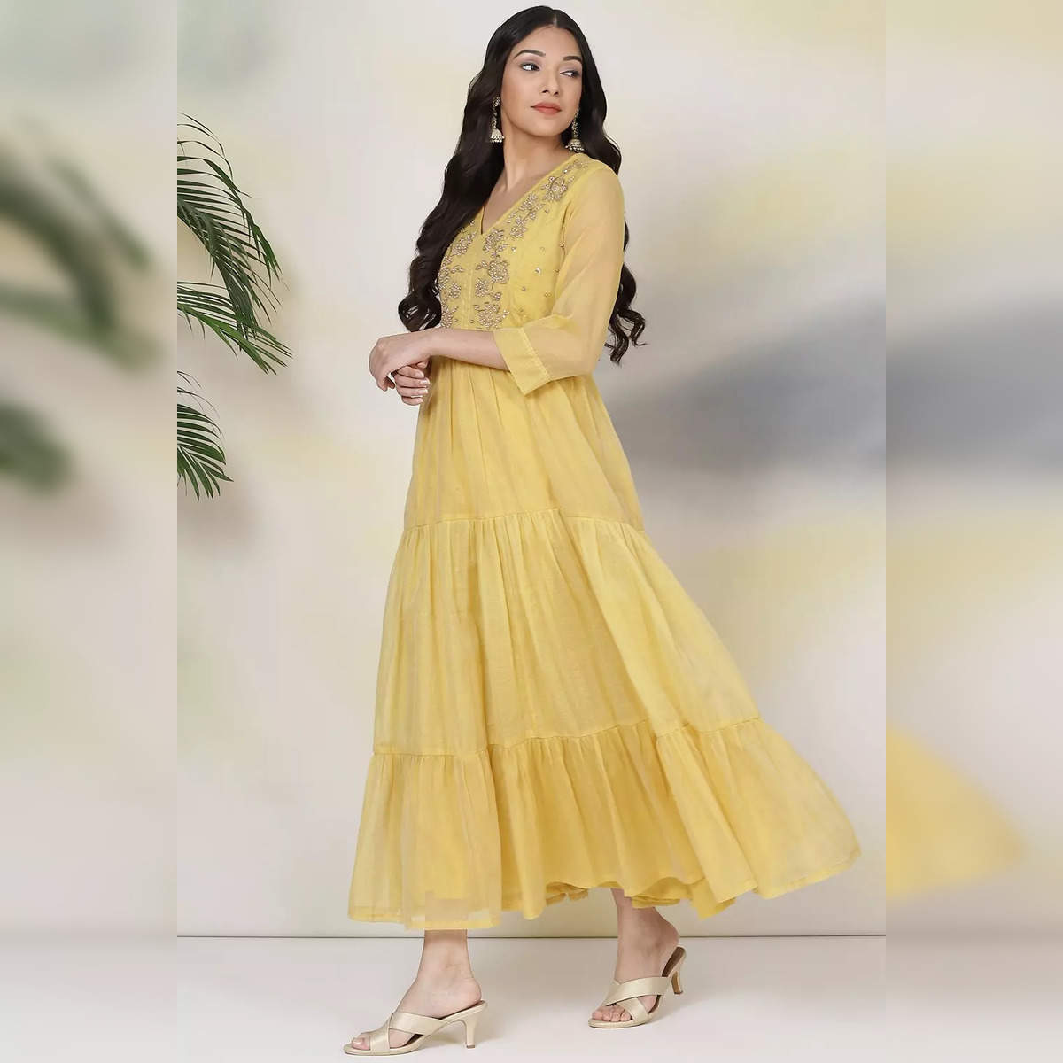 Buy online New Trending Stylish Yellow Full Gown from ethnic wear for Women  by Universal Handicraft Store for ₹699 at 46% off | 2024 Limeroad.com