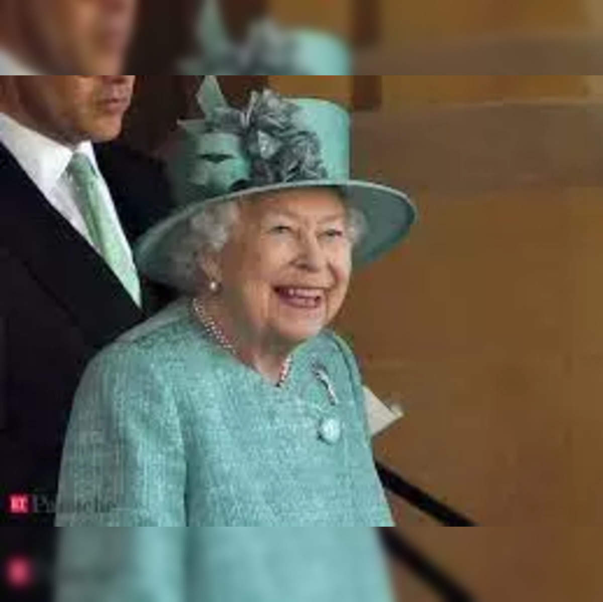 Queen Elizabeth in lime green. She's 92.