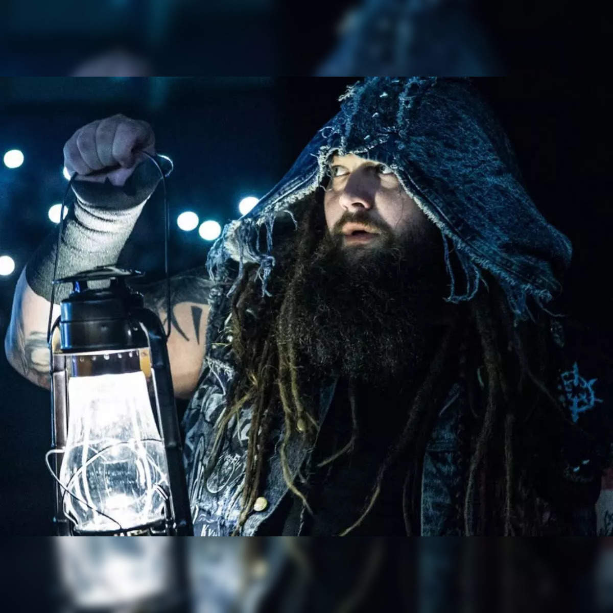 A fan is dressed up as wrestler Bray “The Fiend” Wyatt during WWE