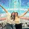 Deepika Padukone and friend at Backstreet Boys concert in Las Vegas, posing happily with crowd and stage in background