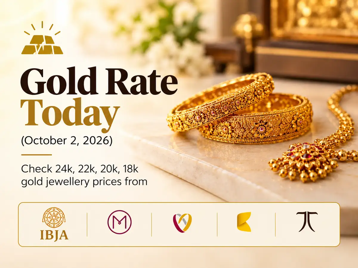 Gold rate today (October 2, 2026): Check 24k, 22k, 20k, 18k gold jewellery prices from IBJA, Malabar Gold & Diamonds, Joyalukkas, Kalyan Jewellers and Tanishq - The Economic Times