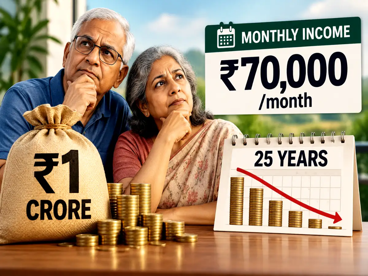 Can you get Rs 70K/m for 25 years from Rs 1cr corpus?